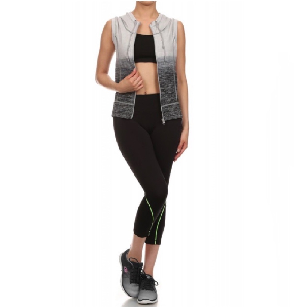 SHOACTIVE Active Sleeveless Tank Ombré Zip Hoodie